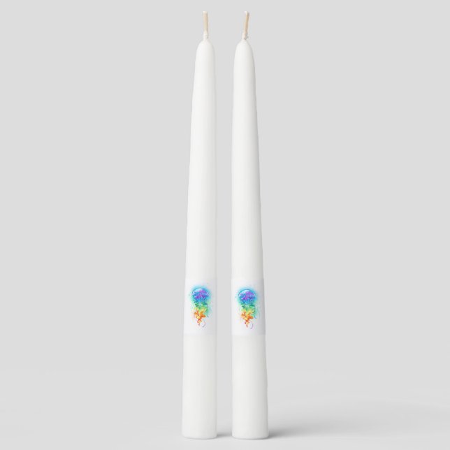 Rainbow jellyfish taper candle (Front)
