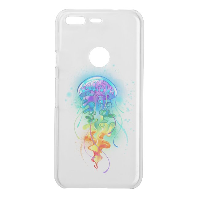 Rainbow jellyfish uncommon google pixel case (Back)