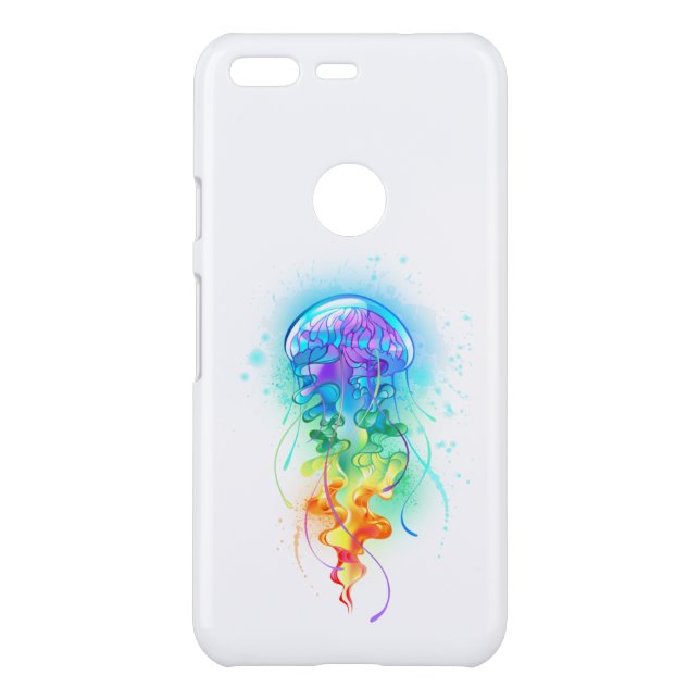 Rainbow jellyfish uncommon google pixel case (Back)