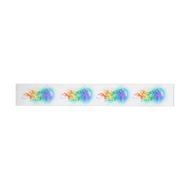 Rainbow jellyfish wrap around address label (Individual)