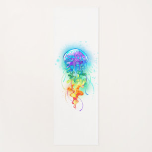 Rainbow jellyfish yoga mat