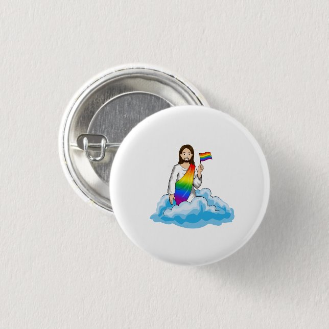 Rainbow Jesus Flag Button (Front & Back)