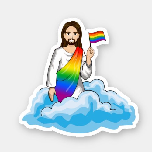 Rainbow Jesus Flag Sticker