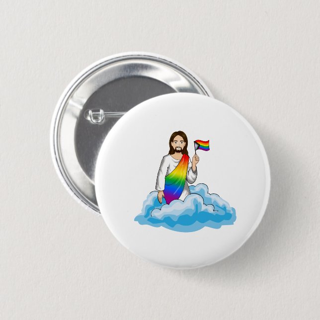 Rainbow Jesus Progress Flag Button (Front & Back)