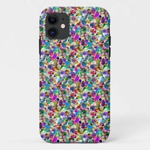 Rainbow Jewel Rhinestone Graphic Bling iPhone Case