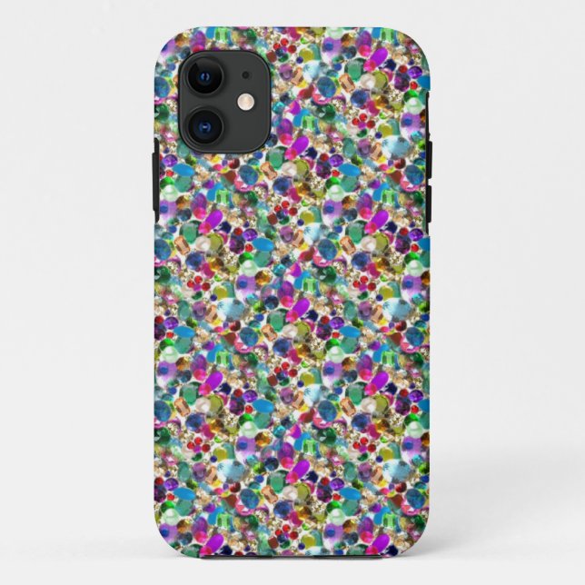 Rainbow Jewel Rhinestone Graphic Bling iPhone Case (Back)