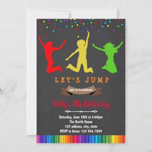 Rainbow jump birthday invitation