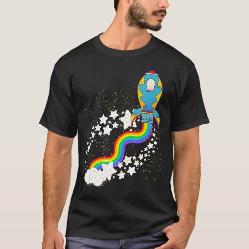 Rainbow Junior Cosmonaut Outer Space Rocket Kids A T_Shirt