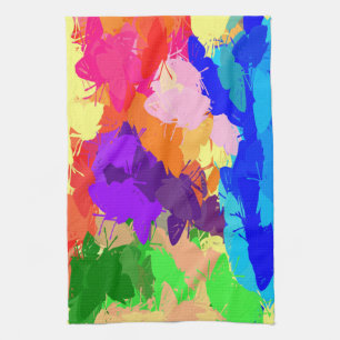 Rainbow Kaleidoscope Butterflies Kitchen Towel