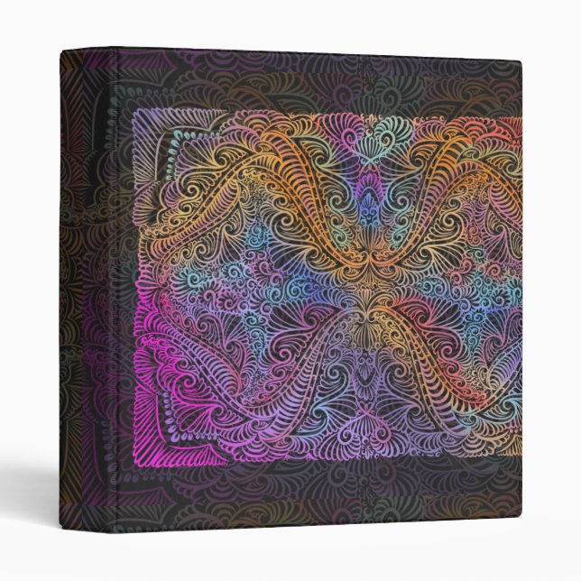 Rainbow Kaleidoscope Mandala Binder (Front/Spine)