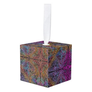 Rainbow Kaleidoscope Mandala Cube Ornament