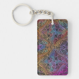 Rainbow Kaleidoscope Mandala Keychain