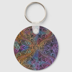 Rainbow Kaleidoscope Mandala Keychain