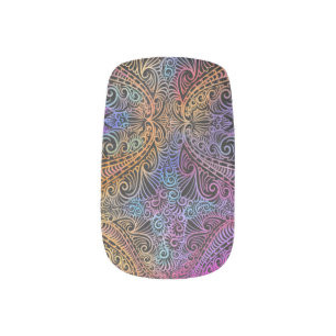 Rainbow Kaleidoscope Mandala Minx Nail Wraps