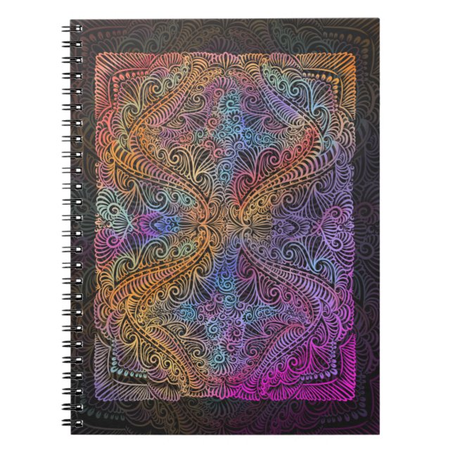 Rainbow Kaleidoscope Mandala Notebook (Front)