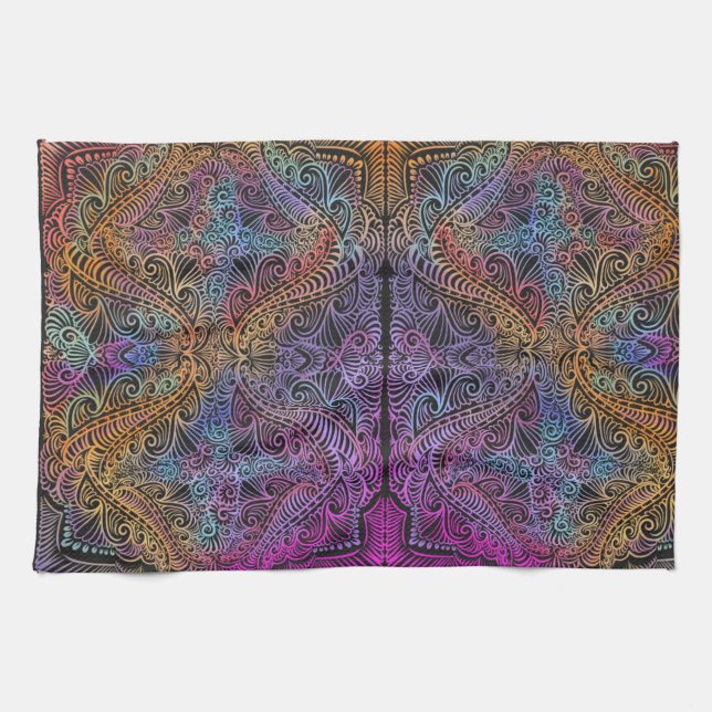 Rainbow Kaleidoscope Mandala Towel (Horizontal)