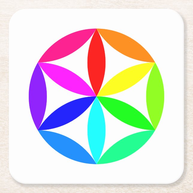 Rainbow Kaleidoscope Paper Coaster (Front)