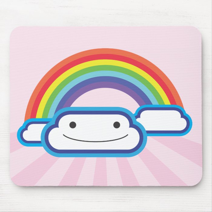 Rainbow Kawaii Pink Background Mouse Pads