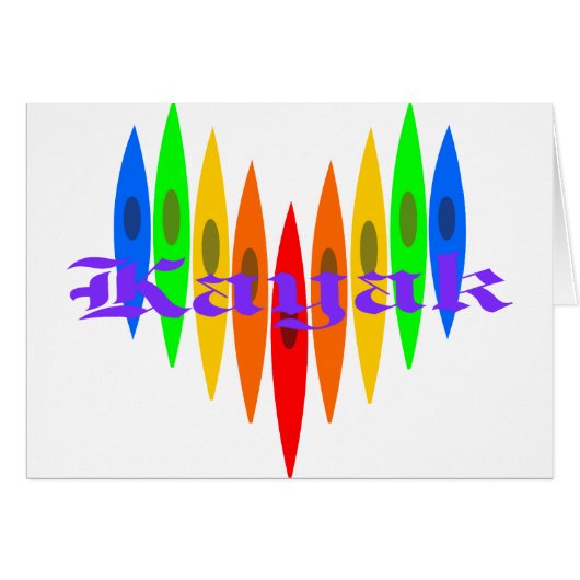 Rainbow Kayak Heart Cards (Front Horizontal)