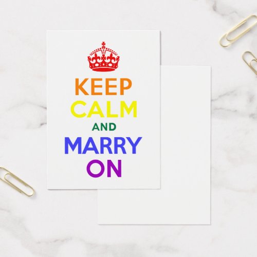 Rainbow Keep Calm and Marry On Business Card
