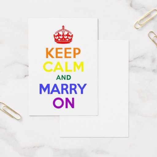 Customizable Rainbow Keep Calm and Marry On Business Card
