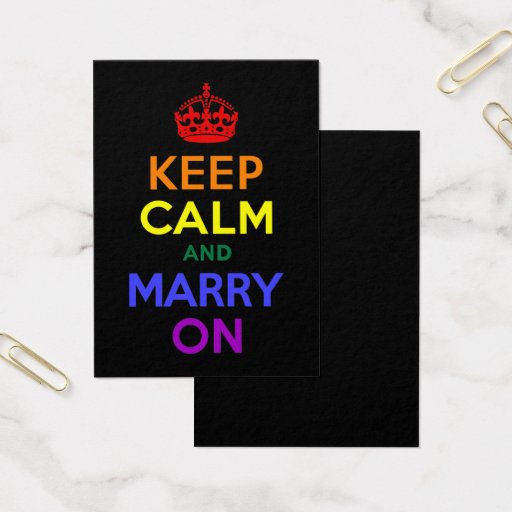 Customizable Rainbow Keep Calm and Marry On Business Card