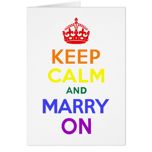 Rainbow Keep Calm and Marry On Cards (Front)