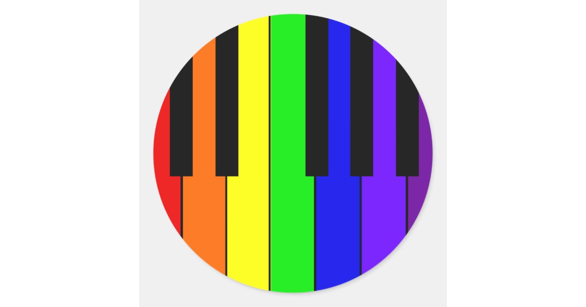 Rainbow Keyboard Classic Round Sticker | Zazzle
