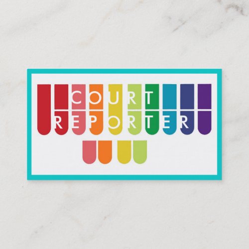 Rainbow keys court reporter custom business cards