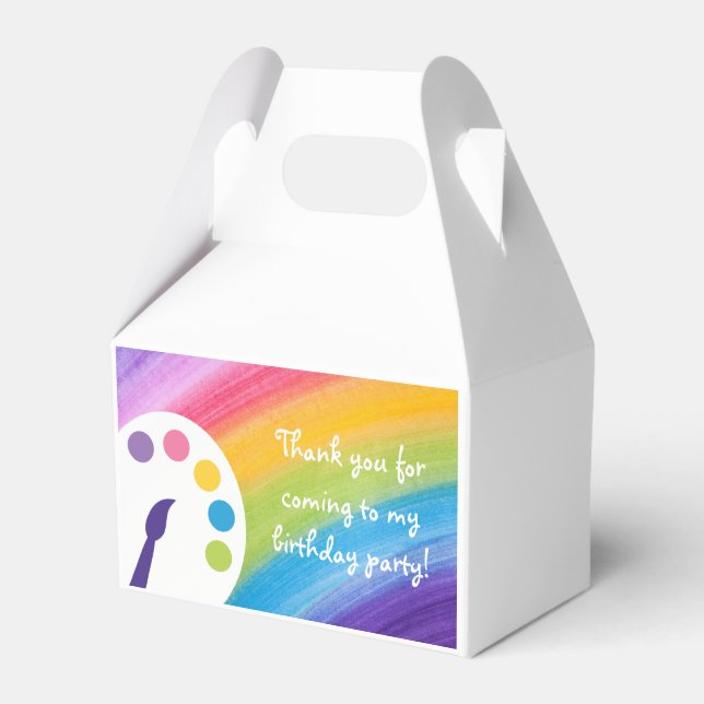 Rainbow Kids Art Party Favor Boxes (Front Side)