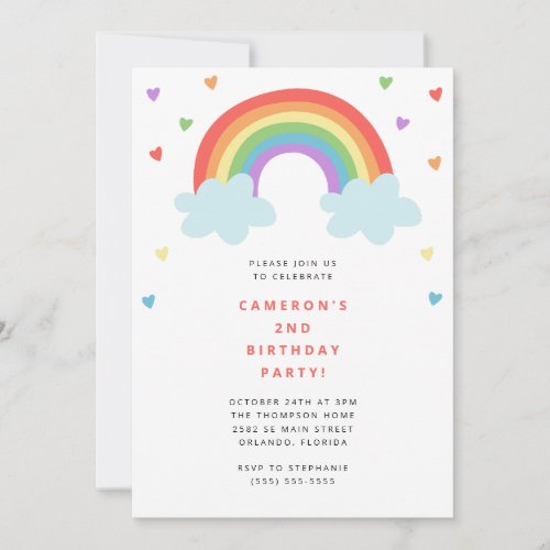 Rainbow Kids Birthday Invitation