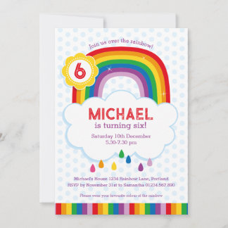 Rainbow Kids Birthday Party Invitation