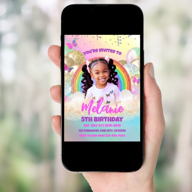 Rainbow Kids Birthday Party Invitation (Front Digital)