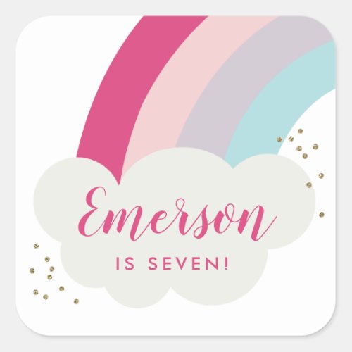 Rainbow kids birthday party stickers