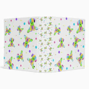 rainbow kids dog puppy polka dot bright fun colors 3 ring binder