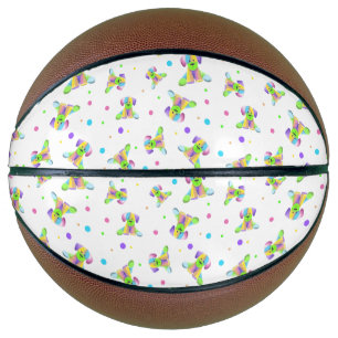 rainbow kids dog puppy polka dot bright fun colors basketball