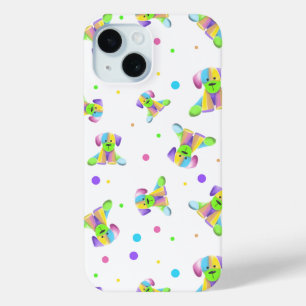 rainbow kids dog puppy polka dot bright fun colors iPhone 15 case