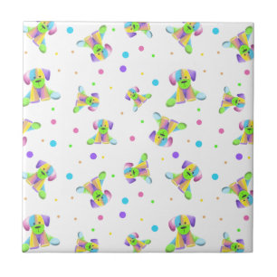 rainbow kids dog puppy polka dot bright fun colors ceramic tile