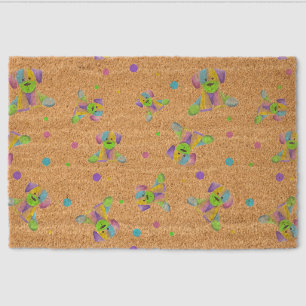 rainbow kids dog puppy polka dot bright fun colors fiber doormat
