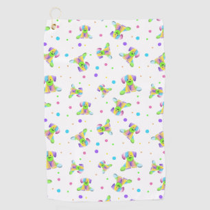 rainbow kids dog puppy polka dot bright fun colors golf towel