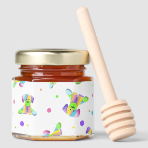 rainbow kids dog puppy polka dot bright fun colors honey jar favors