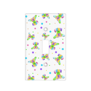 rainbow kids dog puppy polka dot bright fun colors light switch cover