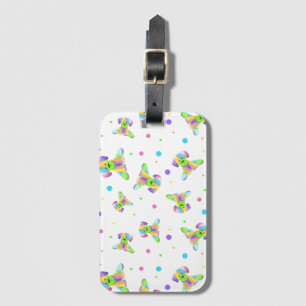 rainbow kids dog puppy polka dot bright fun colors luggage tag