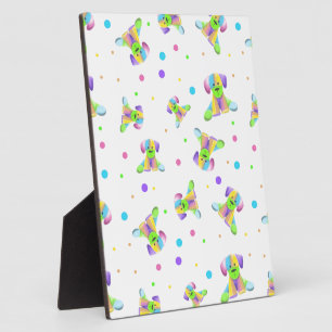rainbow kids dog puppy polka dot bright fun colors plaque