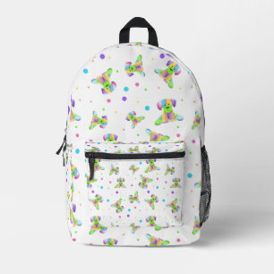 rainbow kids dog puppy polka dot bright fun colors printed backpack