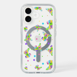 rainbow kids dog puppy polka dot bright fun colors iPhone 16 case