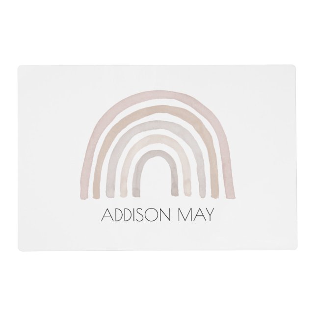 Rainbow kids placemat, boho rainbow baby placemat (Front)