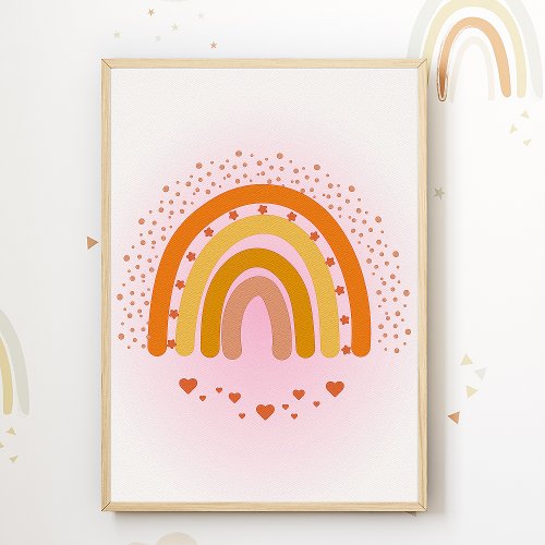 Rainbow Kids Room Poster Hearts Nursery Print