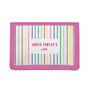 Rainbow Kids Surfer Girl Personalized Tri-fold Wallet