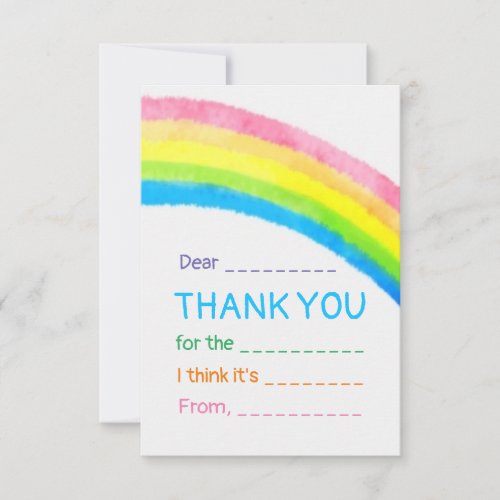 Rainbow Kids Thank You Card